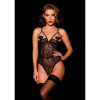 Боди из кружева с интимным вырезом, L-XL, Paris OhMyG! и приоткрытой грудью, черное, фото №1 — секс шоп Украина, NO TABOO