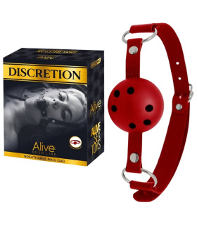 Кляп-шарик частью Alive Discretion регулируемый, красный, 4.5 см - No Taboo