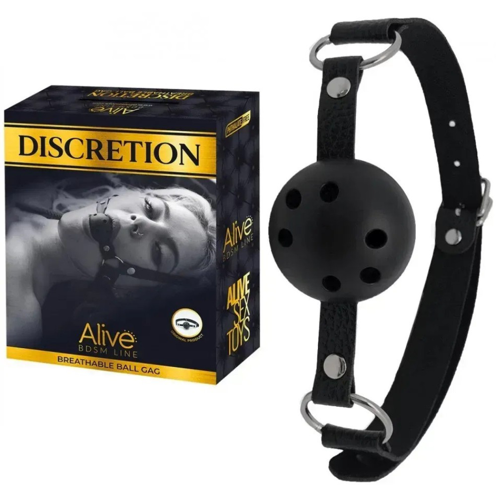 Кляп-шарик частью Alive Discretion регулируемый, черный, 4.5 см, фото №0 — секс шоп Украина, NO TABOO