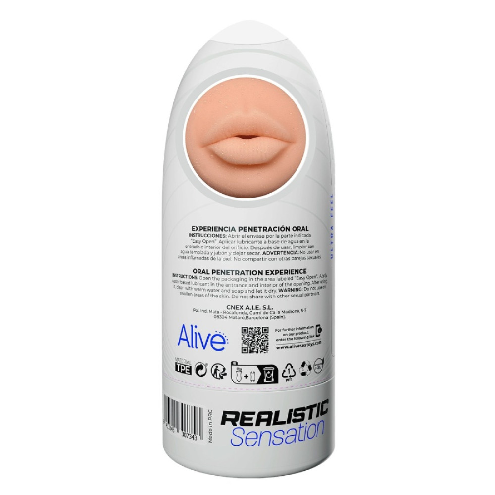 Мастурбатор-рот в колбе Alive Flex Oral M бежевый, 16 х 6.5 см фото №4 — секс игрушки: Украина, NO TABOO