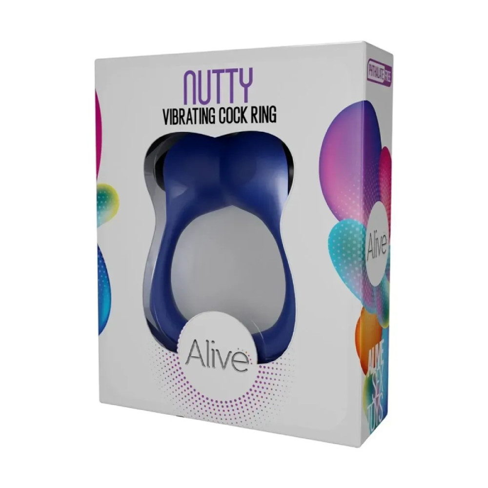 Эрекционное виброкольцо Alive Nutty синее, 6 см фото №2 — секс игрушки: Украина, NO TABOO