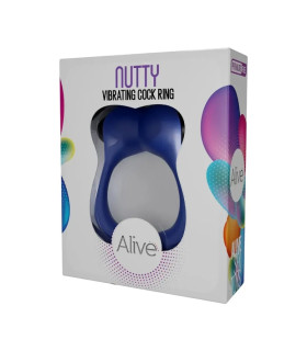 Эрекционное виброкольцо Alive Nutty синее, 6 см - No Taboo