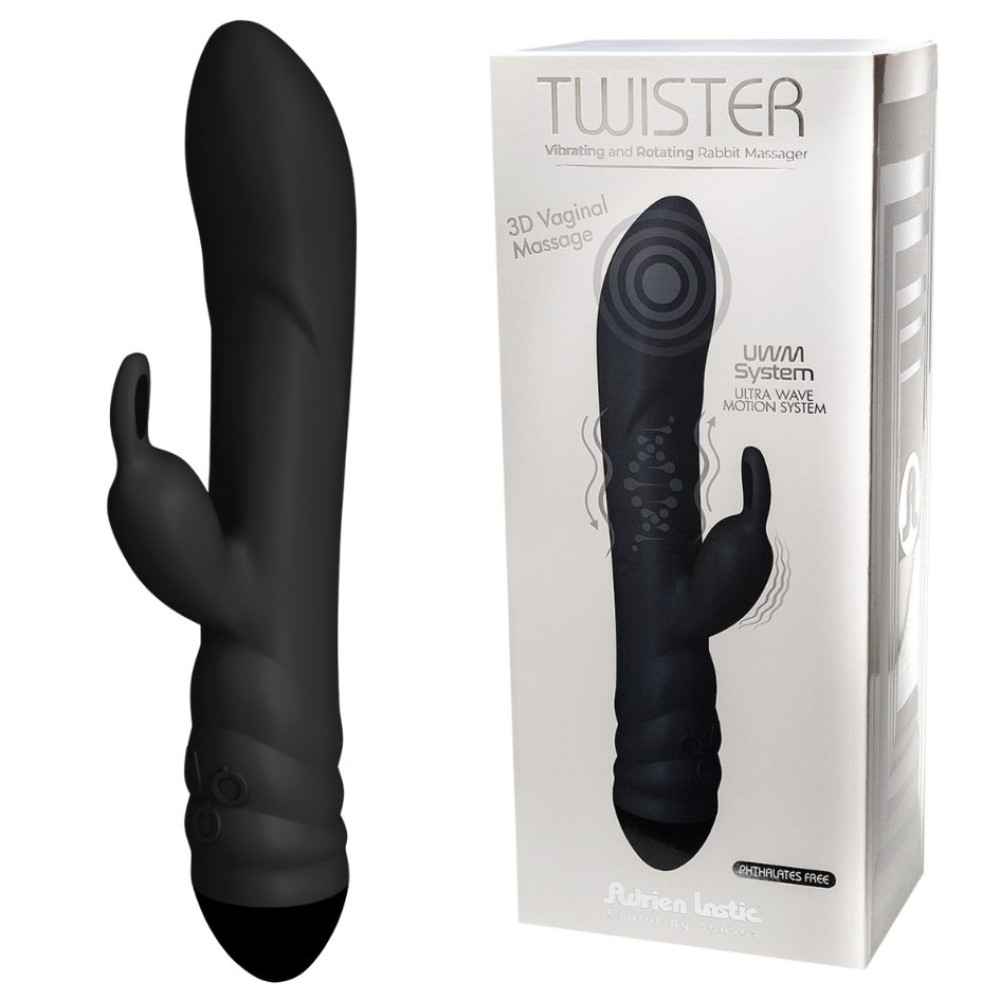 Вибратор-кролик Adrien Lastic Twister с ротацией, черный, 23 х 4 см фото №0 — секс игрушки: Украина, NO TABOO