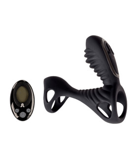 Вибро-насадка Adrien Lastic Gladiator F с пультом, чёрная, 11 х 3.6 см - No Taboo