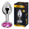 Анальная пробка Alive Anal Pleasure S, с розовым камнем, серебристая, 6,3 х 2,8 см фото №1 — секс игрушки: Украина, NO TABOO