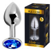 Анальная пробка Alive Anal Pleasure S, с голубым камнем, серебристая, 7 х 2,8 см фото №1 — секс игрушки: Украина, NO TABOO