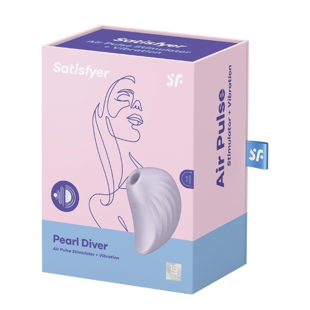 Вакуумный стимулятор Satisfyer Pearl Diver для клитора, с вибрацией, фиолетовый, 9.1 х 6.6 см фото №2 — секс игрушки: Украина, NO TABOO