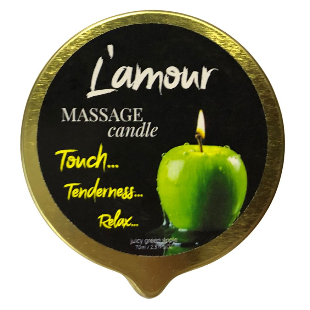 Массажная свеча, 70 мл, L'amour Green Apple зеленое яблоко + мускус + жасмин, фото №2 — секс шоп Украина, NO TABOO