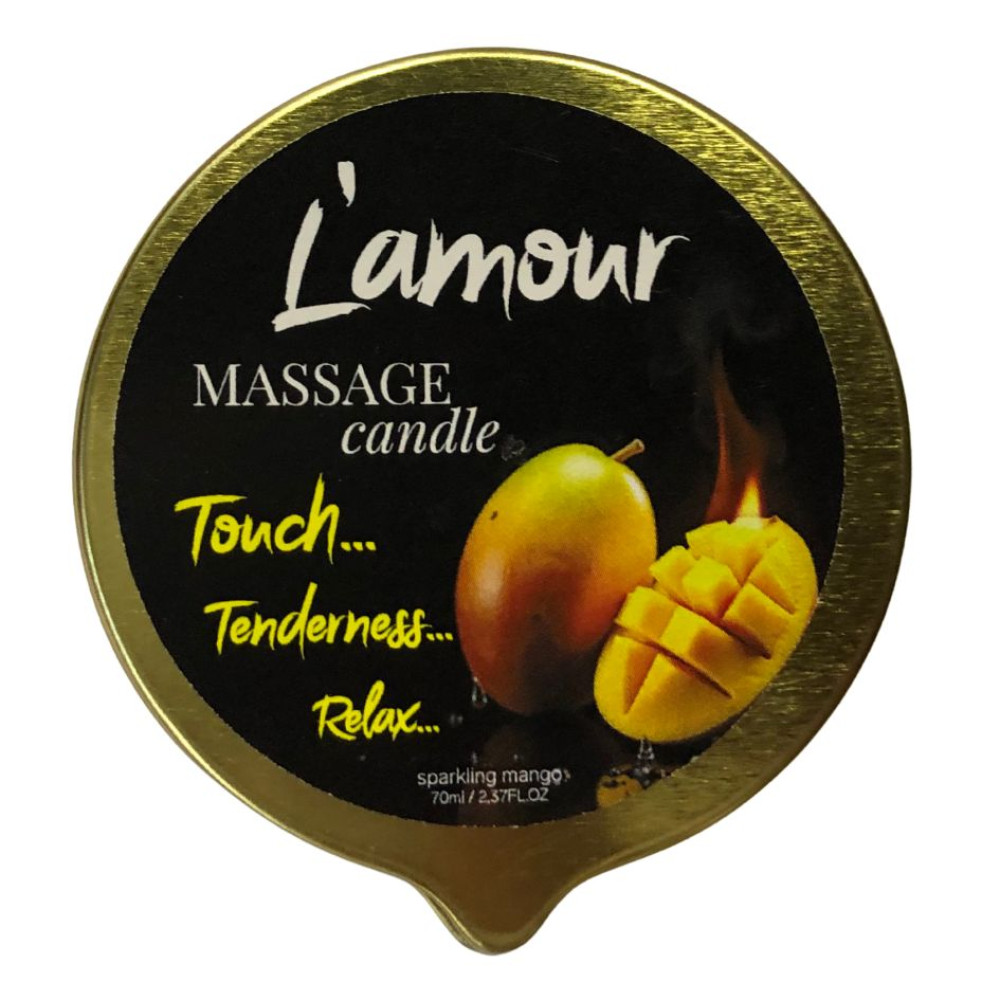 Массажная свеча, 70 мл, L'amour Mango спелое манго + ананас + мускус, фото №2 — секс шоп Украина, NO TABOO