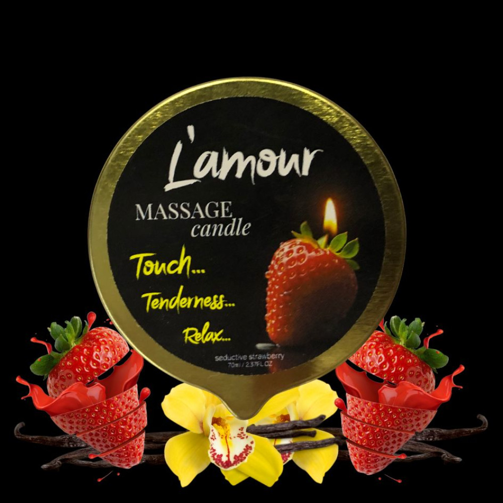 Массажная свеча, 70 мл, L'amour Seductive Strawberry лесные ягоды + клубника + молоко, фото №0 — секс шоп Украина, NO TABOO