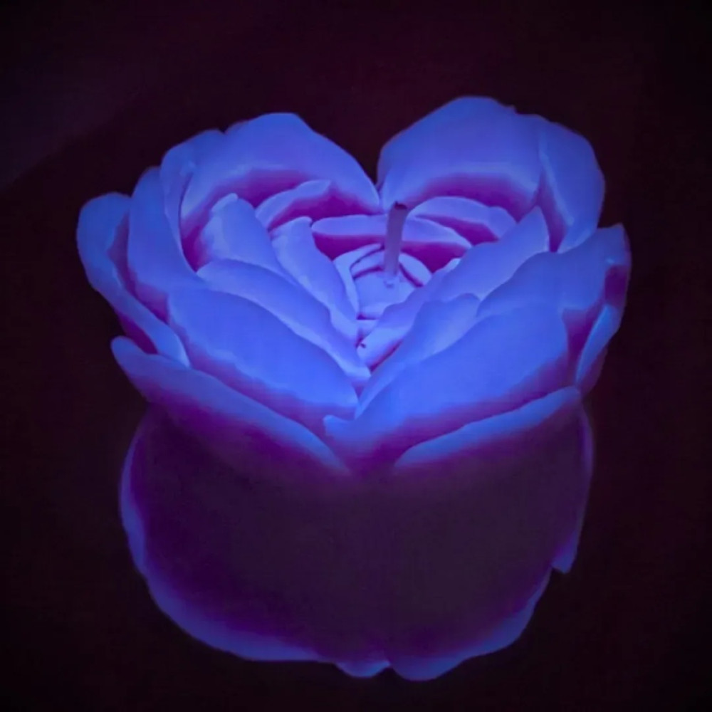 Свеча роза люминесцентная GlowKink 38 г, низкотемпературная, M, для БДСМ, фиолетовая, фото №0 — секс шоп Украина, NO TABOO