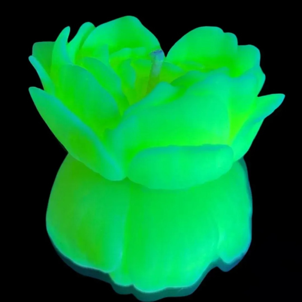 Свеча роза люминесцентная GlowKink 38 г, низкотемпературная, M, для БДСМ, салатовая, фото №0 — секс шоп Украина, NO TABOO
