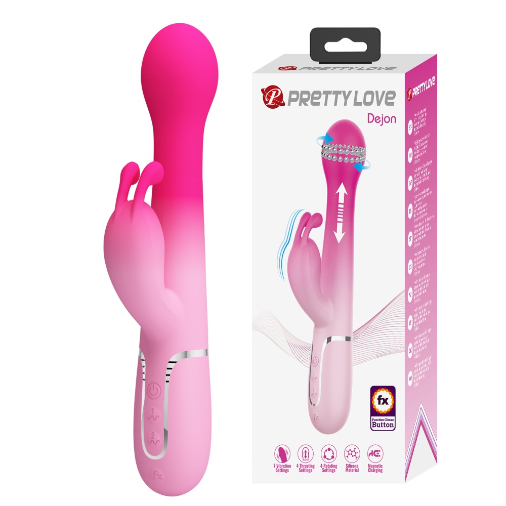 Вибратор-кролик Pretty Love Dejon с ротацией и фрикциями, розовый, 22.6 х 3.7 см фото №0 — секс игрушки: Украина, NO TABOO