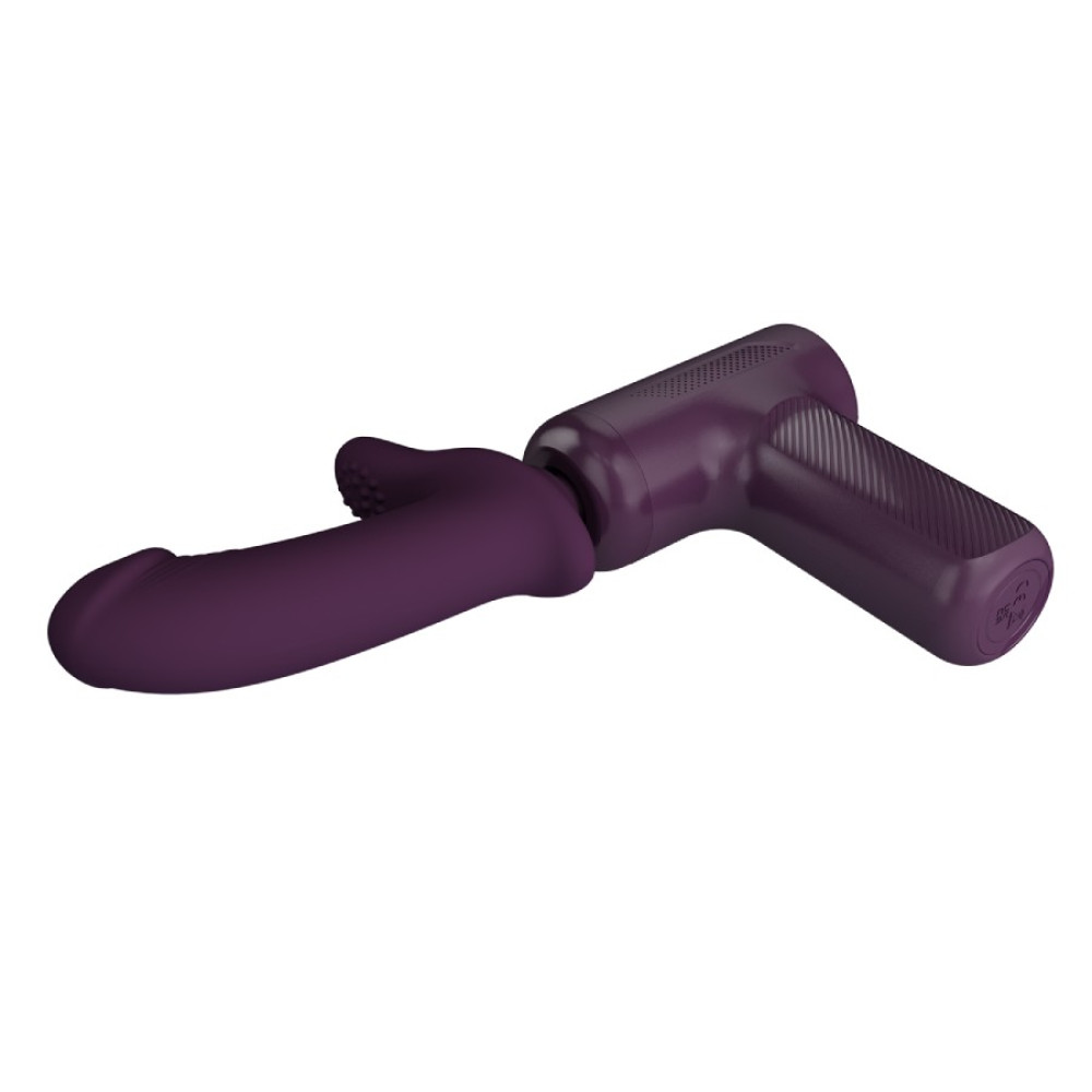 Вибратор-пистолет Pretty Love Massage Gun с фрикциями, фиолетовый, 13.6 х 3.9 см фото №6 — секс игрушки: Украина, NO TABOO