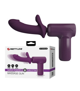 Вибратор-пистолет Pretty Love Massage Gun с фрикциями, фиолетовый, 13.6 х 3.9 см - No Taboo