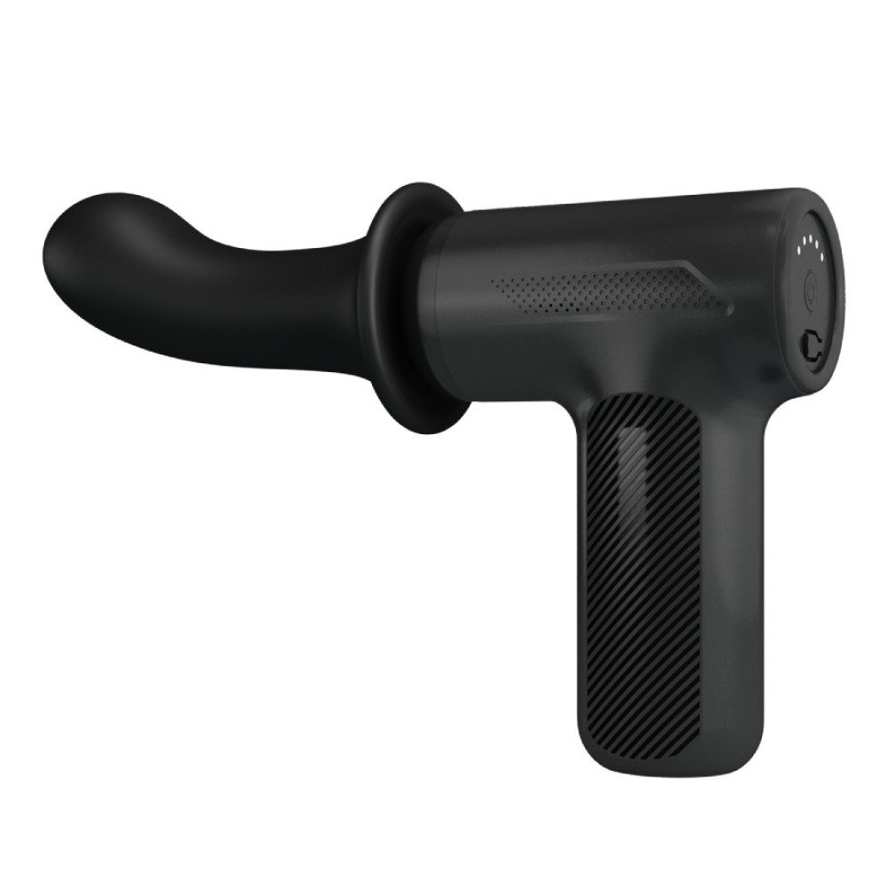 Вибратор-пистолет Pretty Love Massage Gun с фрикциями, черный, 13.6 х 3.9 см фото №4 — секс игрушки: Украина, NO TABOO