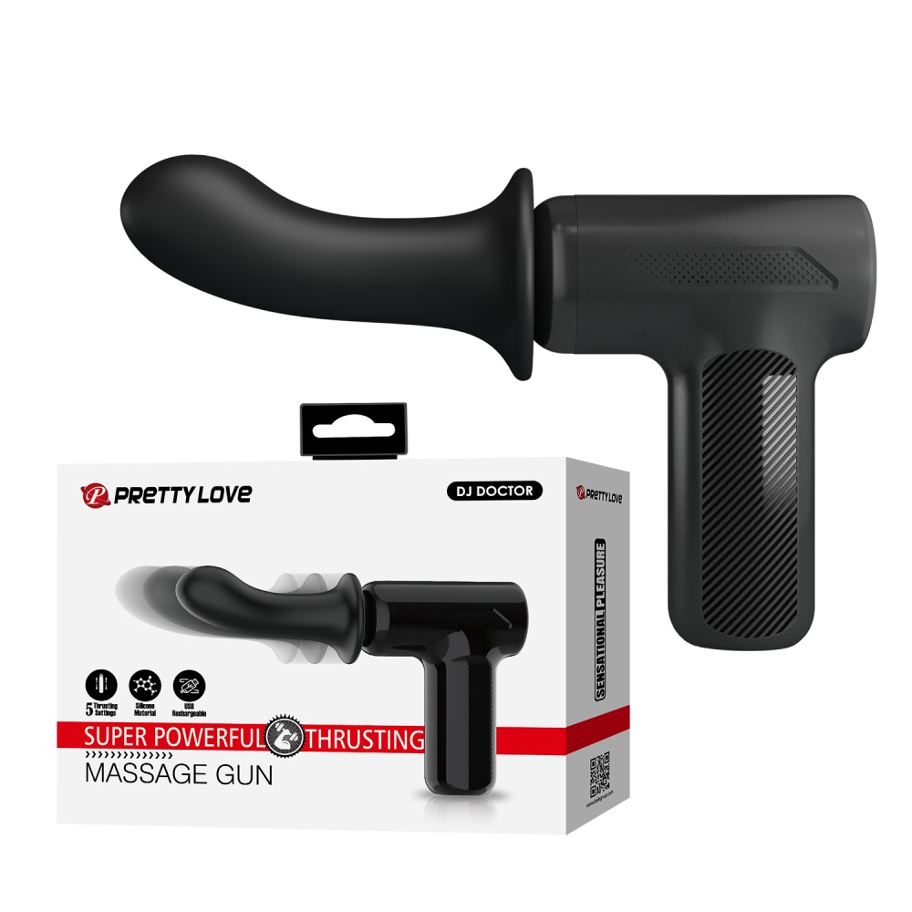 Вибратор-пистолет Pretty Love Massage Gun с фрикциями, черный, 13.6 х 3.9 см фото №0 — секс игрушки: Украина, NO TABOO