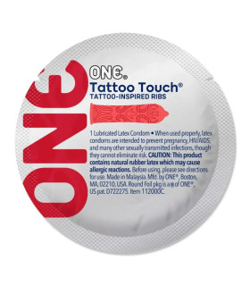Презервативы латексные One Tattoo Touch красные, 5 шт - No Taboo