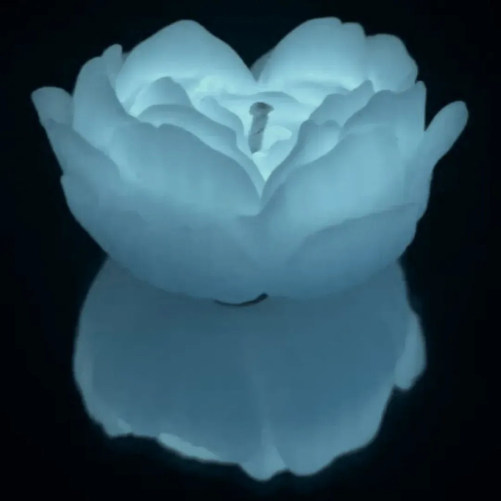 Свеча роза люминесцентная GlowKink 62 г, низкотемпературная, L, для БДСМ, белая, фото №3 — секс шоп Украина, NO TABOO