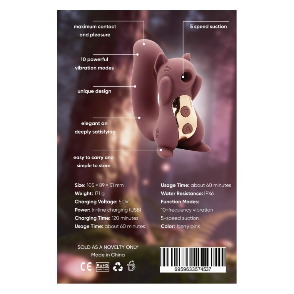 Вакуумный стимулятор клитора Sweet Em Sneaky Squirrel розовый, с вибрацией, 10.5 х 8.9 см фото №3 — секс игрушки: Украина, NO TABOO