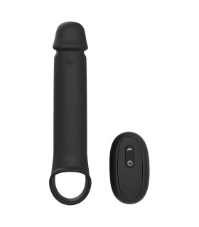 Вібронасадка на член подовжуваюча DreamToys з дистанційним керуванням, чорна, 24 х 4.4 см - No Taboo
