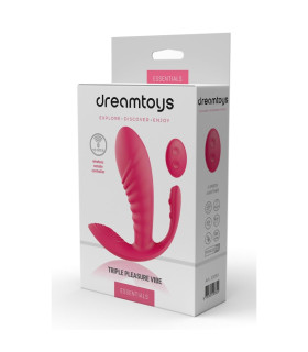 Вібратор потрійний Dreamtoys Triple Pleasure Vibe для точки G, клітора та ануса, рожевий, 11.8 х 3.8 см - No Taboo
