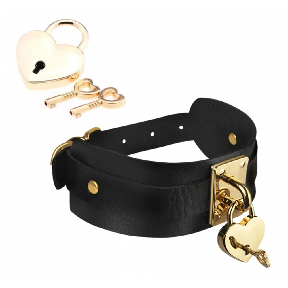 Ошейник Kinky Diva Heart Lock & Key с замочком и ключиком, черный, фото №0 — секс шоп Украина, NO TABOO