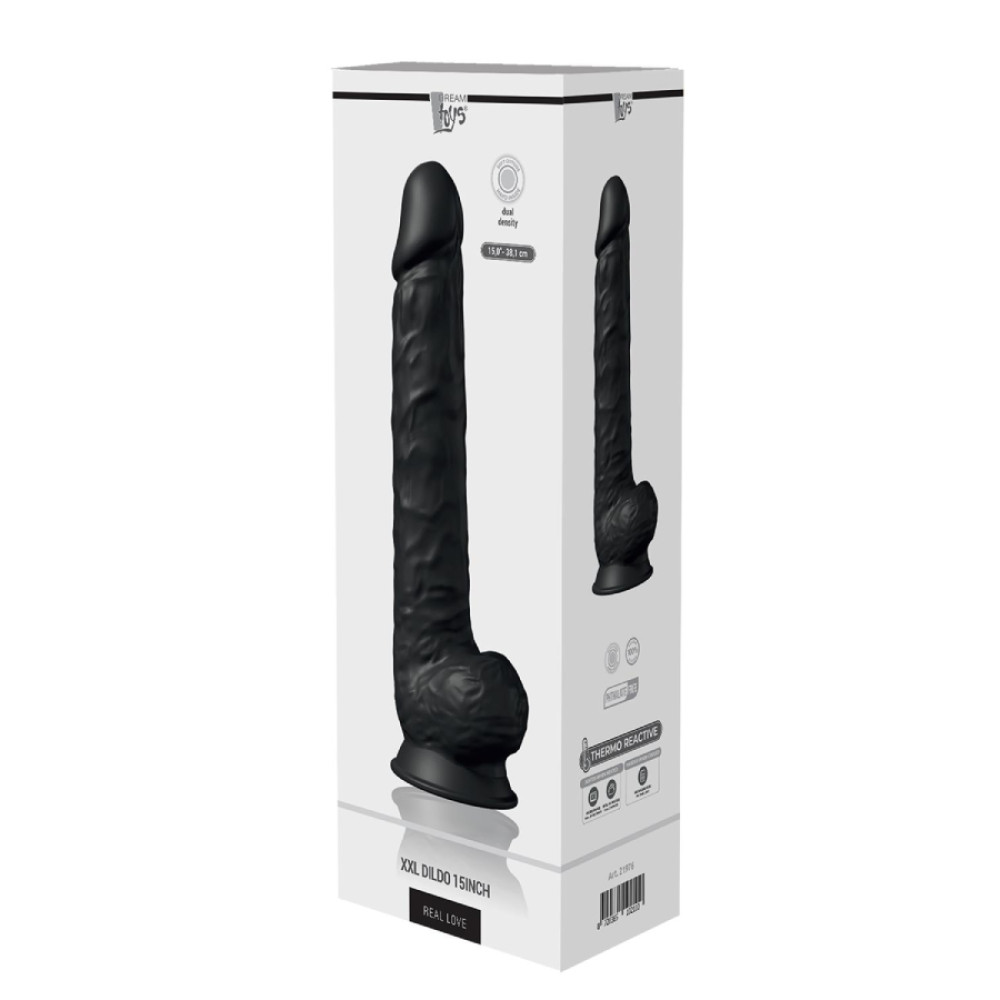 Фаллоимитатор гигантский Dreamtoys Real Love реалистичный, на присоске, черный, 38 х 7 см фото №2 — секс игрушки: Украина, NO TABOO