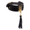 Ошейник с брелком с кисточкой Kinky Diva Teasing Tassel черные 43.5 см х 4.5 см, фото №1 — секс шоп Украина, NO TABOO