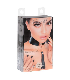Ошейник с брелком с кисточкой Kinky Diva Teasing Tassel черные 43.5 см х 4.5 см - No Taboo