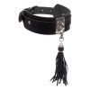 Ошейник с брелком кисточкой Kinky Diva Teasing Tassel черно-серебристый, 43.5 см х 4.5 см, фото №1 — секс шоп Украина, NO TABOO