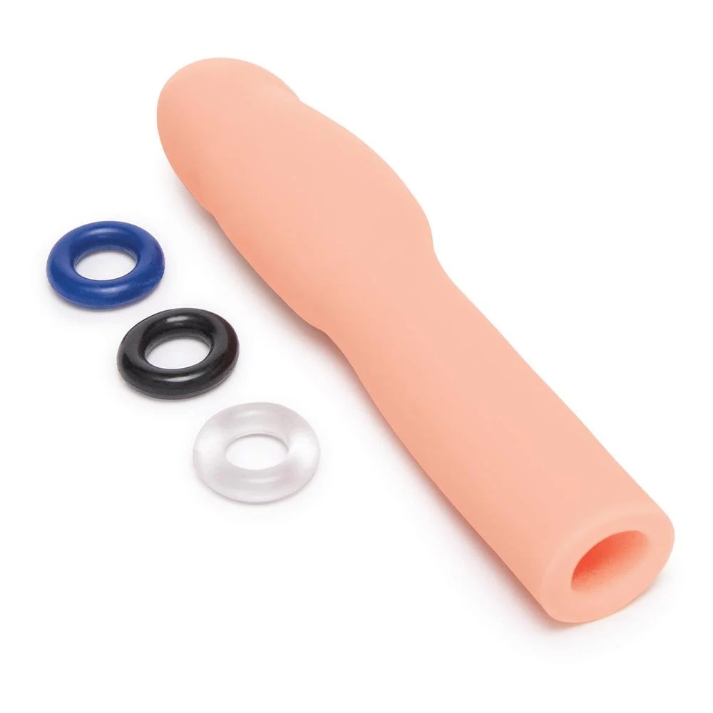 Насадка на пенис Size-Up Penis Extender реалистичная, бежевая, 21.1 х 4.6 см фото №4 — секс игрушки: Украина, NO TABOO