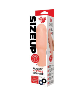 Насадка на пеніс Size-Up Penis Extender реалістична, бежева, 21.1 х 4.6 см - No Taboo
