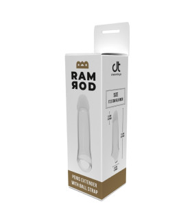 Насадка на пенис Dreamtoys Ramrod с кольцом для мошонки, прозрачная, 17.3 х 3 см - No Taboo