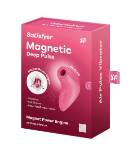 Вибратор Satisfyer Magnetic Deep Pulse с вакуумной стимуляцией клитора, красный, 11.6 х 4.8 см - No Taboo