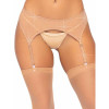 Пояс для чулок Leg Avenue Roxy со стразами, бежевый, One Size, фото №1 — секс шоп Украина, NO TABOO
