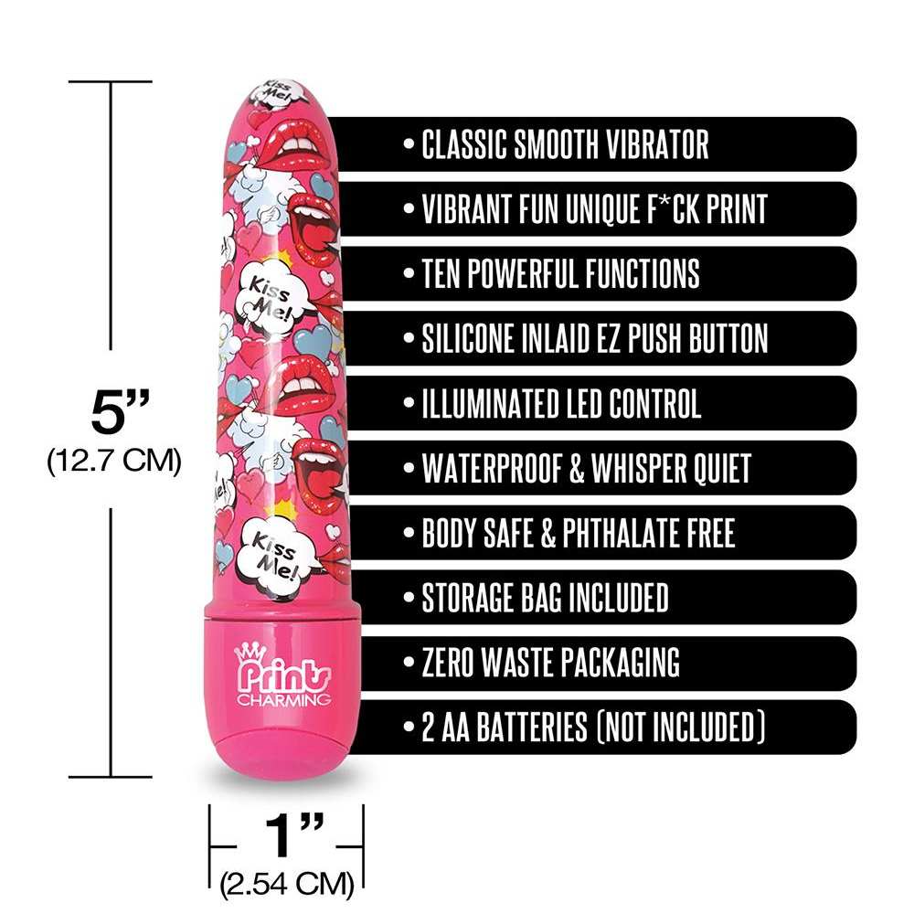 Мини-вибратор Global Novelties Prints Charming Pop Tease с ярким принтом, разноцветный, 12.7 х 2.5 см фото №4 — секс игрушки: Украина, NO TABOO