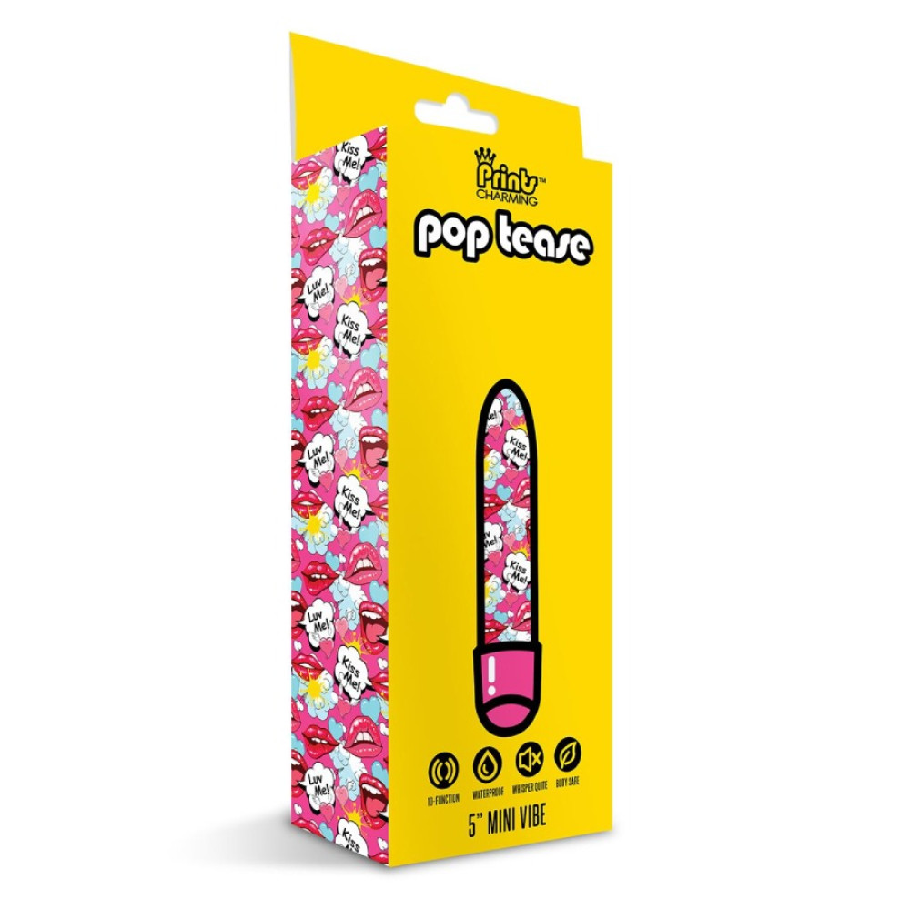 Мини-вибратор Global Novelties Prints Charming Pop Tease с ярким принтом, разноцветный, 12.7 х 2.5 см фото №2 — секс игрушки: Украина, NO TABOO