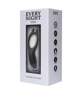 Эрекционное кольцо с вибростимуляцией Every Night Toys черное, 10.2 х 2.8 х 3 см - No Taboo