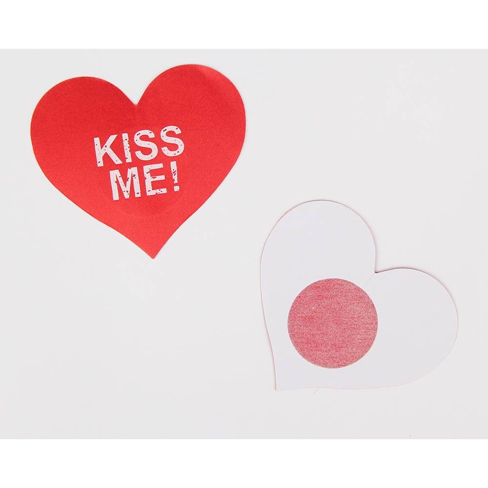 Наклейки на соски Star Night Kiss Me сердечки, красные, One Size, фото №2 — секс шоп Украина, NO TABOO