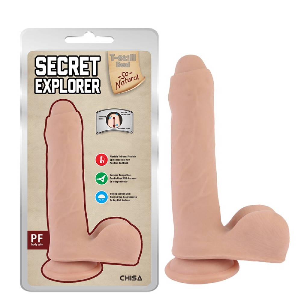 Фалломитатор реалистичный Chisa Secret Explorer на присоске, бежевый, 20 х 4.2 см фото №0 — секс игрушки: Украина, NO TABOO