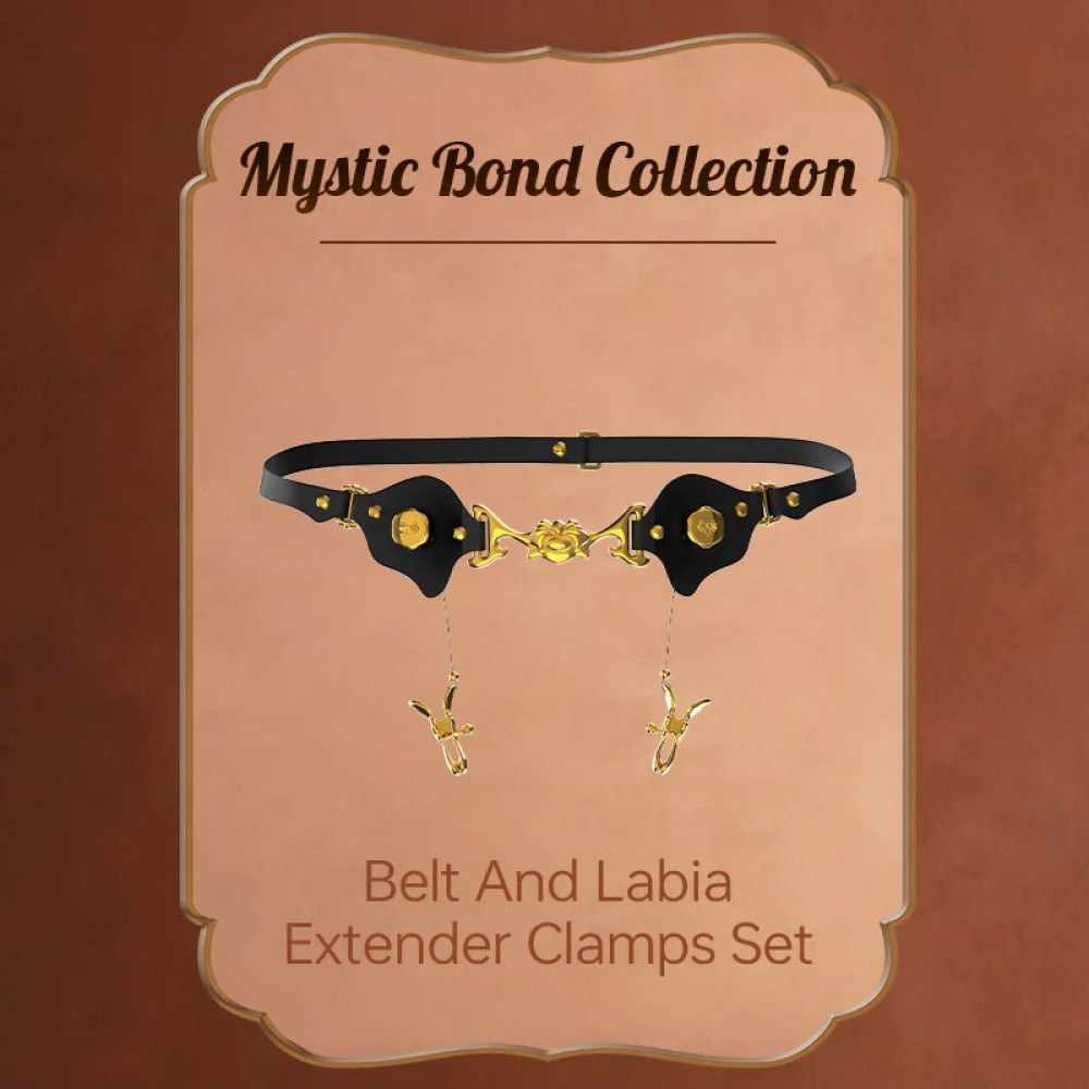 Пояс с зажимами на половые губы UPKO Mystic Bond Collection, черный, фото №9 — секс шоп Украина, NO TABOO