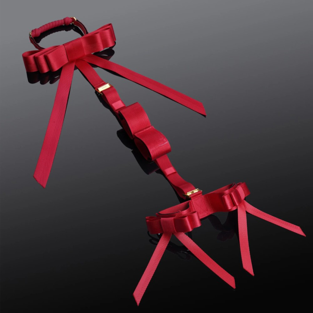 Набор для бондажа Upko Bowknot Hogtie Portable Bondage Gear с бантиками, красный, фото №2 — секс шоп Украина, NO TABOO