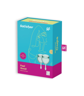 Набор менструальных чаш Satisfyer, зеленые, медицинский силикон, 2 шт - No Taboo