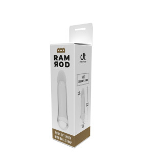 Насадка на пенис Dreamtoys Ramrod с кольцом для мошонки, прозрачная, 20.5 х 4 см - No Taboo