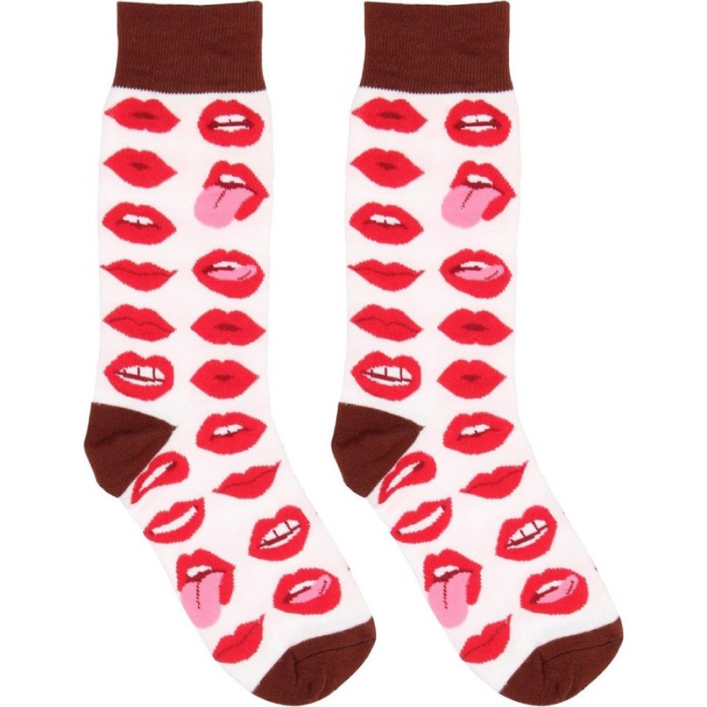 Носки Shots Sexy Socks Lip Love, бело-красные, 36-41, фото №3 — секс шоп Украина, NO TABOO