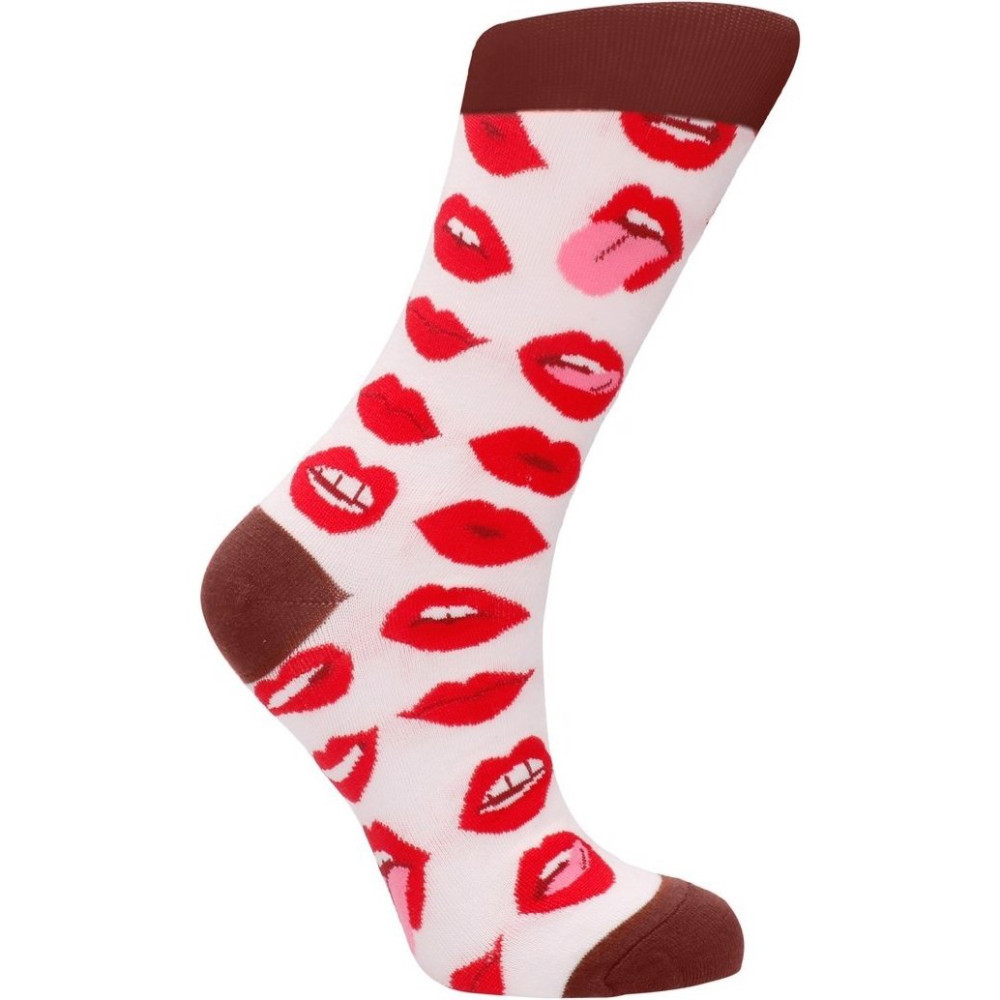 Носки Shots Sexy Socks Lip Love, бело-красные, 36-41, фото №4 — секс шоп Украина, NO TABOO