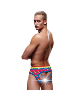 Трусы мужские Envy Menswear Rainbow Hearts с открытым задом, разноцветные, S-M - No Taboo
