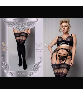 Панчохи Ballerina's Secret 602 з візерунком, чорні, XL-XXL - No Taboo