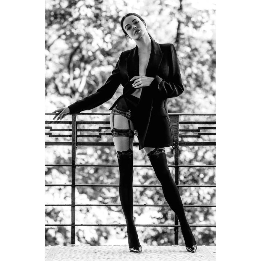 Колготы Black Secret BS102 с узором, черные, S-M, фото №5 — секс шоп Украина, NO TABOO